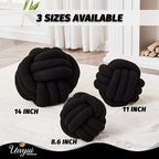 Uvvyui Knot Pillow Ball, Soft Home Decorative Pillows, Round Throw Pillow, Handmade Knotted Plush Pillow, Round Boucle Pillow Cushion (14 Inches Black)