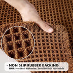 MIULEE Set of 2 Waffle Bathroom Runner Rugs, Fall Boho Bath Rug Non Slip, Super Absorbent Runner Bath Mats, Rubber Backed Shower Mat for Hallway Bedroom Laundry Room, Terracotta, 2'x4'(24x48 Inch)