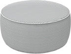 LVTXIII Indoor/Outdoor Inflatable Ottoman with Handle D21 x H9 Inch, Weather-Resistant Round Footstool Pouf for Patio Camping Living Room, Portable Footrest Extra Seating, Topanga Stripe Grey