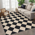 GarveeHome Easy Jute Area Rugs 6x9 for Living Room Non-Slip Backing Checkered Rugs Machine Washable Modern Indoor Outdoor Carpets for Dining Room Nursery Patio Bedroom Backyard Camping Black