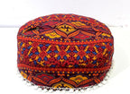 CRAFT KALA Large Hippie Mandala Meditation Floor Ottoman Pillow Cushion Pouf Cover Square Poufs Bohemian Circle Floor Cushion Case Outdoor Fireplace Yoga Living Room Decor Cover New Orange, 18" Round