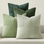 MIULEE Spring Green Decorative Throw Pillow Covers 18x18 Inch Set of 4 Boho Farmhouse Cushion Covers Mordern Nordic Pillow Cases Soft Corduroy Gradient Home Decor for Couch Sofa Living Room Bed