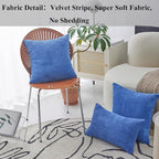 Home Brilliant Rectang Pillow Covers 20x20 Super Soft 2 Pack Corduroy Striped Throw Pillows for Sofa Couch Bed, (50x50 cm), 20 x 20 Inch, Blue