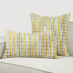 Boho Chenille Striped Pillow Cover 18x18 Inch, Decorative Pillow Cover for Couch Bed Sofa Living Room Bedroom Farmhouse Modern Home Decor Accent Pillowcases Set of 1, Yellow White