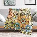 Boho Floral Throw Blanket Vintage Colorful Flowers Bohemian Print Mandala Blanket for Sofa Bed Couch Chair Or Dorm 50"x60"