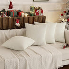 MIULEE Boho Farmhouse Throw Pillow Covers 18x18 Inch Set of 4 Soft Neutral Pillow Covers Cream White Corduroy Couch Pillowcases Home Decor for Sofa Living Room Bed