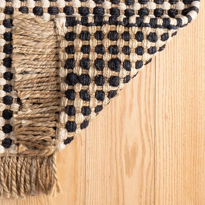 Dash & Albert Kuba Black Handwoven Jute Rug, 2 X 3 Feet, Black Geometric Pattern