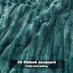 NEWCOSPLAY Super Soft Queen Blanket Light Teal Premium Silky Flannel Fleece 3D Ribbed Jacquard Lightweight Bed Blanket All Season Use (Light Teal Ribbed, Queen(90"x90"))