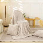 YUSOKI Sherpa Large Throw Blanket Single Layer,Light Weight(1.7lb),370GMS-3D Stylish Design for Gift Home Decor (Linen,50"x65")