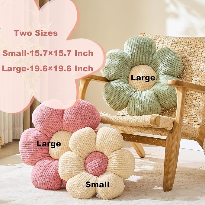 Flower Pillow Shaped Cushion Decorative Daisy Pillow for Bed Cute Throw Pillow Flower Floor Pillow Soft Seat Cushion Orange 19.6"