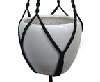 4 Legs Polypropylene Fiber Rope Macrame Plant Hanger Hanging Planter Holders Black& White Color, 48-inches for 10-12" Pot (Black)