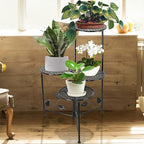 Plant Stand Indoor Outdoor, 3/4 Tier 30" Tall Metal Flower Pot Holder Shelves for Multiple Plants, Multi Tiered Planter Rack Display Shelf for Patio Garden Living Room Corner(Black)