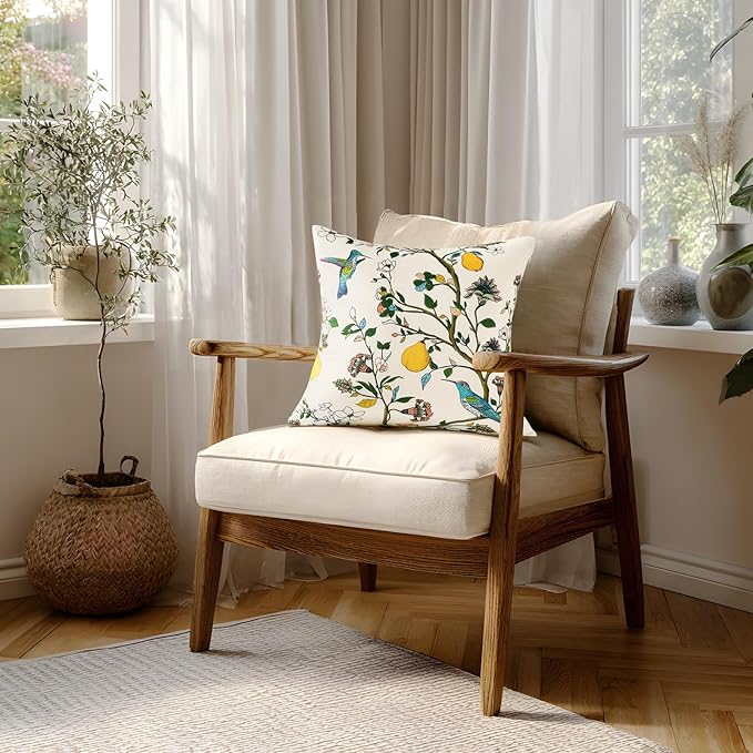 MUSSEL White Velvet Throw Pillow Covers 20x20 Pack of 2, Vintage Floral Pillow Covers, Mid Century Flower Plant Cushion Covers for Sofa Living Room Home Decor