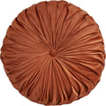 SARO LIFESTYLE Round Velvet Pintucked Poly Filled Throw Pillow