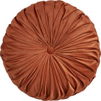 SARO LIFESTYLE Round Velvet Pintucked Poly Filled Throw Pillow