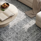 Washable Area Rugs 5'x7' Non-Slip Vintage Boho Distressed Fade Resistant Low Pile Carpet for High-Traffic Living Room, Bedroom & Dining Room
