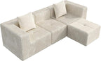 WLIVE 108'' Cloud Sectional Couches for Living Room, Modular Boneless Couch with Left Facing Chaise, L Shape Memory Foam Corduroy, with Ottoman, Beige