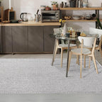 LUXE WEAVERS Solid Machine Woven White Dark Gray 9x12 Area Rug, Indoor Stain-Resistant Carpet