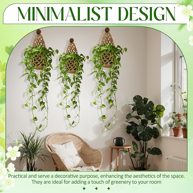 6 Pk Wall Planters for Indoor Macrame Plant Hanger Boho Wall Mounted Flower Baskets Hanging Planter, Plants and Pots are Not Included(Linen Color,4 x 8 Inch)