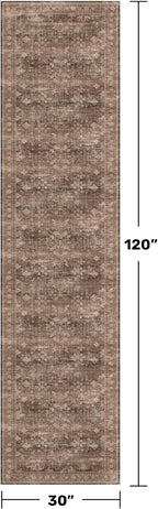 Washable 10ft Long Runners for Hallways, Brown 2'6"x10' Wide Kitchen Runner Rug, Entryway Indoor Rug, Non Slip Rubber Backing Boho Vintage Dark Floor Decor