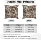 KSLIDS Leopard Print Faux Fur Soft Velvet Throw Pillow Covers Set of 2 Brown Black Cheetah Decorative Pillow Covers 20x20 Inch Animal Pillow Case for Sofa Couch Bedroom Farmhouse Home Decor