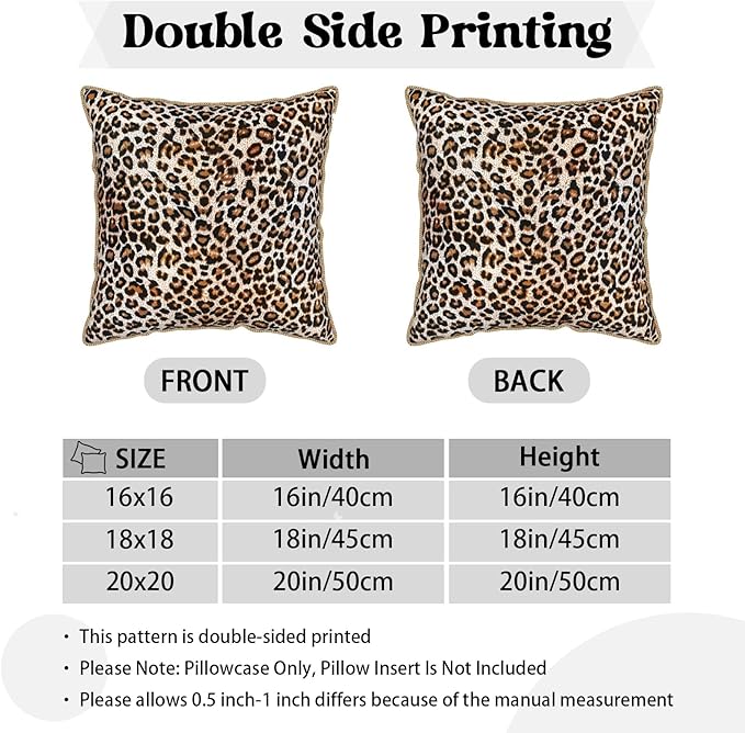 KSLIDS Leopard Print Faux Fur Soft Velvet Throw Pillow Covers Set of 2 Brown Black Cheetah Decorative Pillow Covers 18x18 Inch Animal Pillow Case for Sofa Couch Bedroom Farmhouse Home Decor