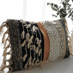 Decorative Boho-Chic Premium Pillow Cover 12x20 Handwoven Tufted Cotton Lumbar Accent Pillows, Neutral Earthly Color Throw Cushion, Farmhouse & Bohemian Home Decor (no Insert)
