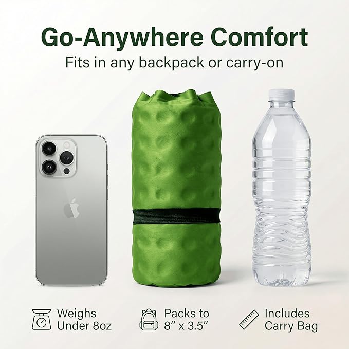Whispering Winds Inflatable Seat Cushion - Comfortable Blow-up Foam Pad for Airplane, Travel, Stadium, Outdoors, Camping, Car & More