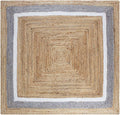 Heavy Material Hand Braided Jute 6x9 Natural Jute Beige Multi Geometric Design Hand Woven Rug Flatweave Area Carpet Indoor Outdoor Rugs for Kitchen Living Room, Bedroom