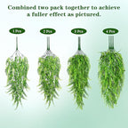 Waipfaru 4Pcs Fake Ferns Fake Hanging Plants Artificial Ferns for Outdoors，UV Resistant Plastic Fake Plants for Indoor Wall Porch Wedding Party Holiday Decor