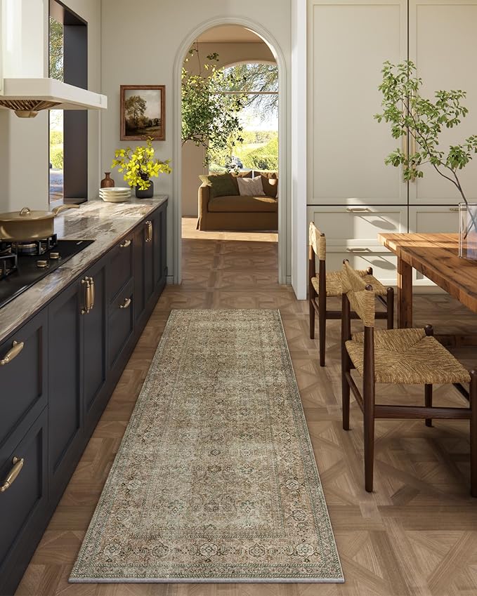Washable Runners for Hallways Kitchen Rug: 2'x6' Runner Rugs Stain Resistant Non Slip Low Pile Soft Carpet Runners for Hallways Bedroom Kitchen Entryway Indoor Beside Bathroom Laundry Room