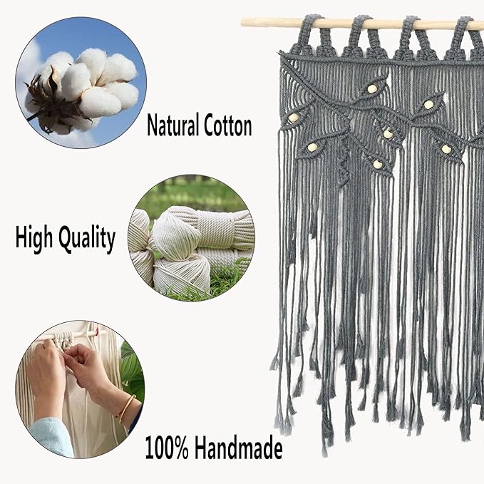 Youngeast Macrame Wall Hanging Woven Tapestry Bedroom Curtain Leaf Shape Living Room Curtains Wall Decor