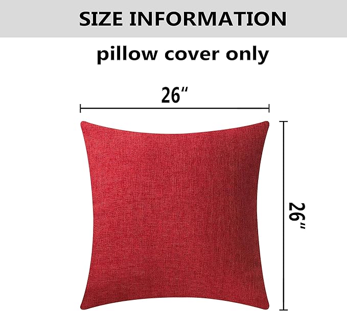 Home Brilliant Throw Pillow Cover 26 x 26 Linen Decorative Euro Sham Red Pillow Cover for Couch Sofa Patio, 26x26 inches(66cm), Burgundy