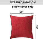 Home Brilliant Throw Pillow Cover 26 x 26 Linen Decorative Euro Sham Red Pillow Cover for Couch Sofa Patio, 26x26 inches(66cm), Burgundy