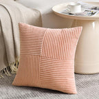 Fancy Homi 2 Packs Peach Euro Decorative Throw Pillow Covers 26x26 Inch for Couch Bed Sofa, Rustic Farmhouse Boho Home Decor, Soft Corss Corduroy Patchwork Textured Square Cushion Case 66x66 cm