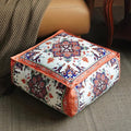 Unstuffed Pouf Cover Ottoman Footrest Bohemian Chenille Foot Stool Floor Bean Bag 20x20x8 Inches for Living Room Bedroom Home Decor (Orange, Square)