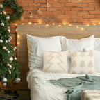 2 Pcs Beige Christmas Pillow Covers 18 x 18 Inch Decorative Boho Farmhouse Pillowcase White Tufted Tree Christmas Pillow Cases for Couch Sofa Holiday Bedroom Living Room Home Present
