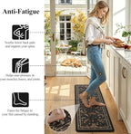 LEEVAN Anti Fatigue Mats for Kitchen Floor Non-Slip, Cushioned Kitchen Mats for Floor 2 Piece, Black Memory Foam Kitchen Mat Set, Waterproof Ergonomic Standing Mat for Bar, Office,Desk, Laundry