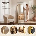 Antok 64" x21” Arched Full Length Floor Mirror, Gold Aluminum Frame, Free Standing/Wall Mount/Leaning for Bedroom, Living Room, Dressing Room