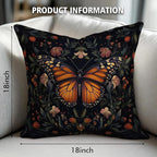 William Morris Abstract Vintage Floral Velvet Butterfly Design Throw Pillow Covers Home Decor, Retro Art Decor Pillowcase Cushion Cover for Bed Sofa Living Room, Square 18x18inch (Black-Butterfly)
