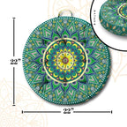 Mandala Meditation Cushion, Boho Meditation Mat, Meditation Pillows for Sitting on Floor, Cushions for Sitting in Home and Outdoor, Round Floor Pillows Cushion Seating for Yoga Accessories 22'' X 22''