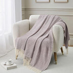 BOURINA Herringbone Throw Blanket,Soft Lightweight Cozy Throw for Bed Couch Decorative Blanket, Purple 50" x 60"