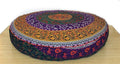 ICC Large Hippie Mandala Round Floor Pillow Cover Ottoman Pouf Cover Daybed Oversized Cotton Cushion Cover with Heavy Duty Zipper Seating Ottoman Poufs Dog-Pets Bed (Yellow 6 kaam Flower, 35" Round)