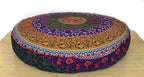 ICC Large Hippie Mandala Round Floor Pillow Cover Ottoman Pouf Cover Daybed Oversized Cotton Cushion Cover with Heavy Duty Zipper Seating Ottoman Poufs Dog-Pets Bed (Yellow 6 kaam Flower, 35" Round)
