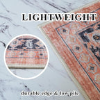 Hallway Washable Runner Rug - 2'6x12 Kitchen Rugs Entryway Rug Runner Vintage Soft Floor Mat Non Slip Indoor Farmhouse Carpet for Bathroom Living Room Bedroom (2'6''x12', Orange)