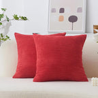 Home Brilliant Red Pillow Covers 18x18 Decorative Corduroy Plush Throw Pillows for Couch Holiday Wedding, Set of 2, Red