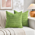 Fancy Homi 4 Packs Boho Lime Green Decorative Throw Pillow Covers 18x18 Inch for Couch Bed Sofa, Rustic Modern Farmhouse Home Decor, Soft Plush Corduroy Cute Square Cushion Case 45x45 cm