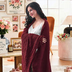 inhand Claret Knitted Throw Blanket for Couch Bed, Mothers Day/Mom Birthday Gifts for Mom from Daughter Son, Soft Lightweight with Tassels, Farmhouse Warm Decorative Blanket for Women, 60"x80"