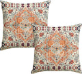 AVOIN colorlife Boho Throw Pillow Covers, 18 x 18 Inch Bohemia Ethnic Style Carpet Pattern Cushion Case for Sofa Couch Set of 2