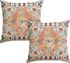 AVOIN colorlife Boho Throw Pillow Covers, 18 x 18 Inch Bohemia Ethnic Style Carpet Pattern Cushion Case for Sofa Couch Set of 2